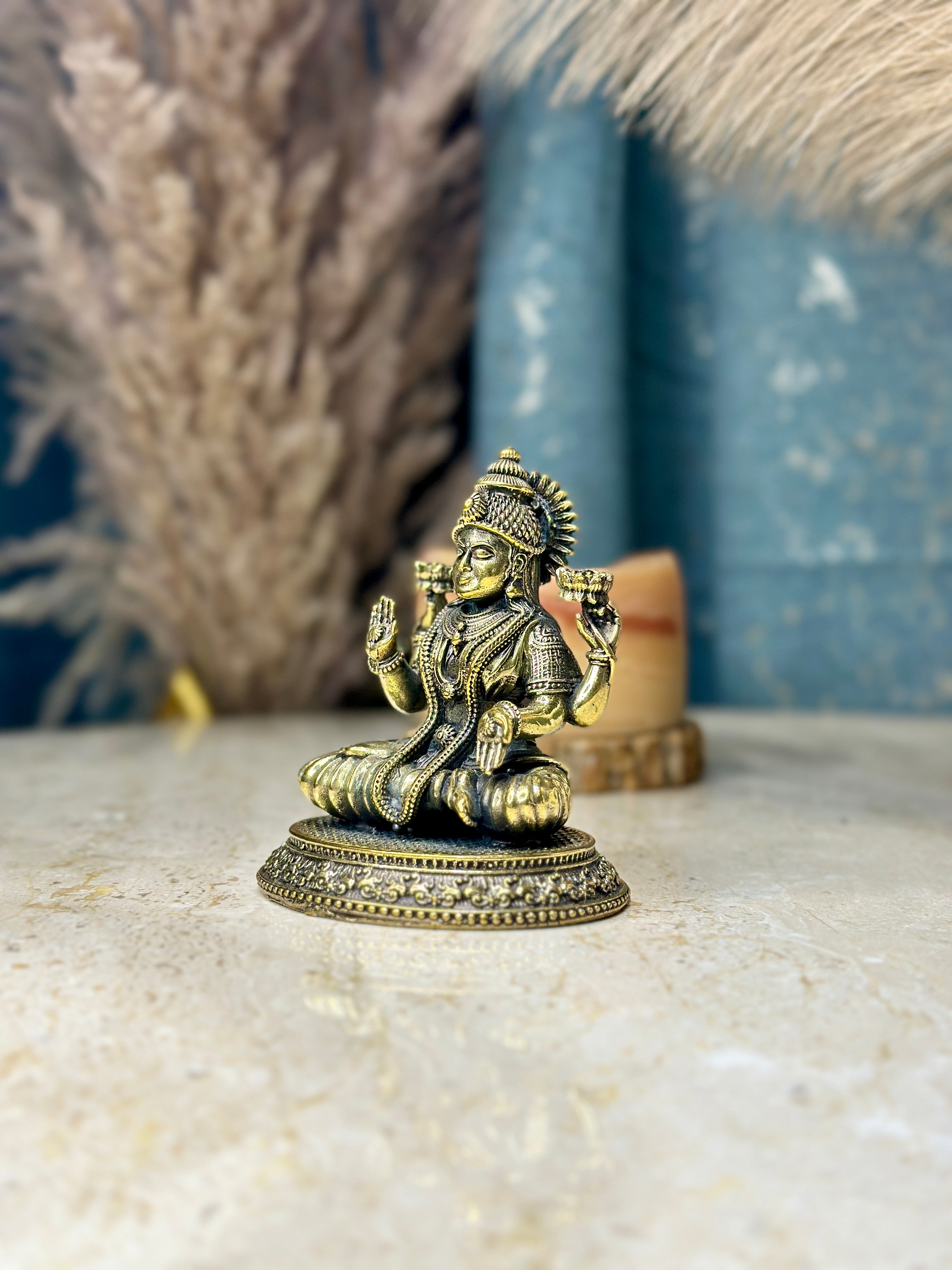 Buy Goddess Laxmi Brass Murti | Seated Idol for Home Temple, Puja, and Diwali Deco